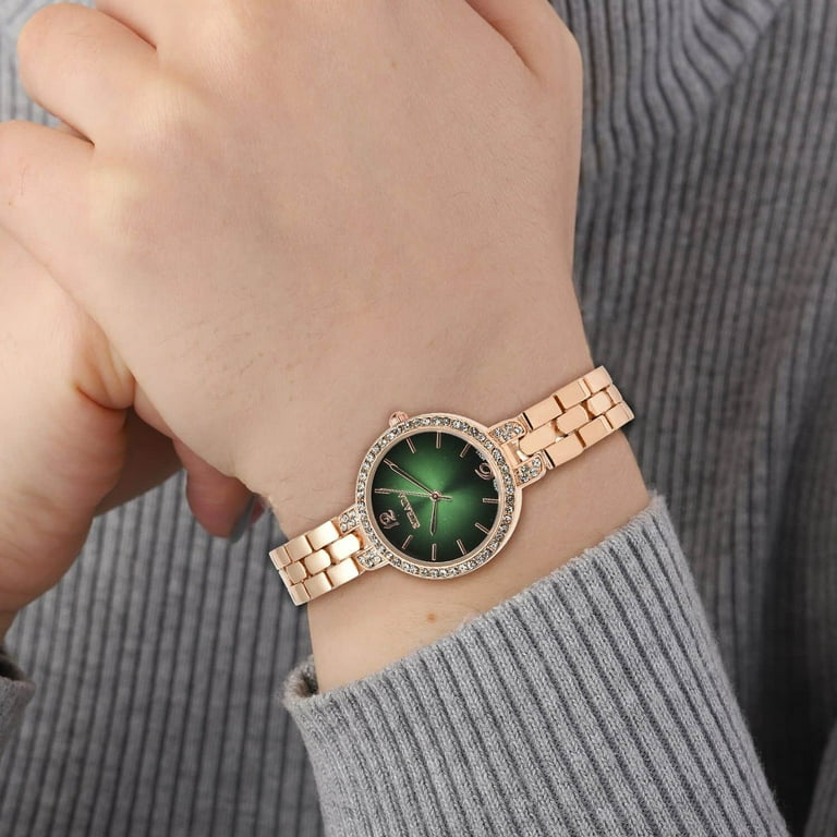 Shop LC Strada Crystal Japanese Movement Green Dial Scratch