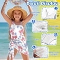 thumbnail image 5 of SEANATIVE One Piece Swimsuit for Girls Cut Out Design Bathing Suit 2 Pieces Swim Suit Including Swimwear and Sarong Coverup for Beach Seaside, 7-8 Years, Bow Flower Red Blue White, 5 of 7