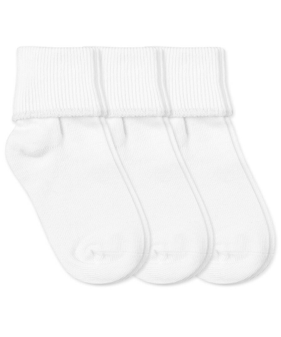 Girls Baby Organic Cotton Seamless Turn Cuff Ankle Socks 3 Pair Pack