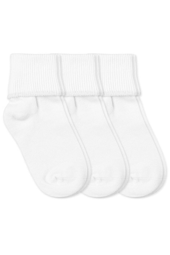 Girls Baby Organic Cotton Seamless Turn Cuff Ankle Socks 3 Pair Pack