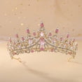thumbnail image 1 of Nvzi Tiara de boda para novia, diadema de princesa, corona de novia, joyería para el cabello con diamantes de imitación de cristal,graduación, boda, fiesta de disfraces (rosa), 1 of 4