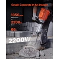 thumbnail image 2 of VEVOR Demolition Jack Hammer, 2200W Electric Jackhammer Heavy Duty, 1350 BPM Concrete Breaker 6pcs Chisels Bit Chipping with Case, 2 of 6