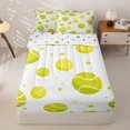 thumbnail image 2 of Homewish Tennis Ball Stars Zipper Full Size Comforter Sets with Fitted Sheet and 2 Pillowcases, Yellow Green Zipper Bedding Set for Boys and Girls, Polka Dots Reversible, 4 Pieces, 2 of 6
