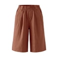 thumbnail image 6 of MLCDZ Women Loose Fit Knee Length Bermuda Shorts with Multiple Pockets Casual Wide Leg Loose Elastic Waist Workout Short Pants, 6 of 8