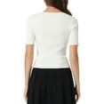 thumbnail image 3 of INSPIRE CHIC Women's Fitted Ribbed Square Neck Short Sleeve Knit Top L White, 3 of 6