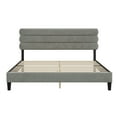 thumbnail image 5 of King Bed Frame with Elegant Headboard, Velvet Fabric Double Bed, 39.8 Inch High Sturdy Platform Bed with Slatted Frame and High Bed Foot, Light Gray, 5 of 8