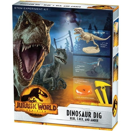 UPC: 0814743016729 | Thames & Kosmos Jurassic World Dominion Dinosaur Dig Blue T. Rex and Amber Science Set