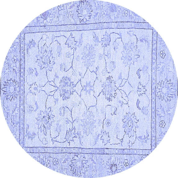 Ahgly Company Indoor Round Oriental Blue Traditional Area Rugs, 3' Round