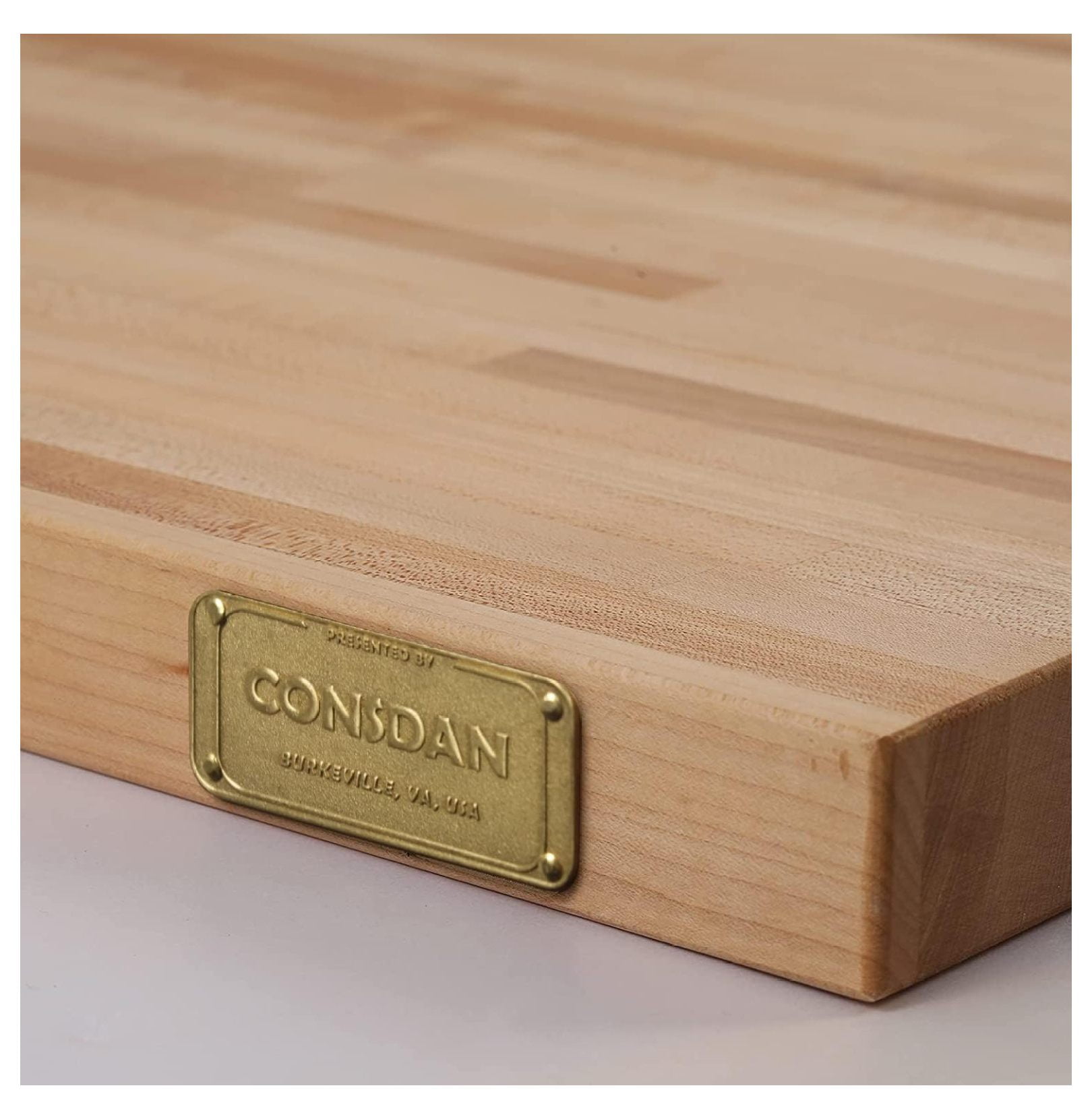 Butcher block countertop installation detail showing smooth surface and mounting area