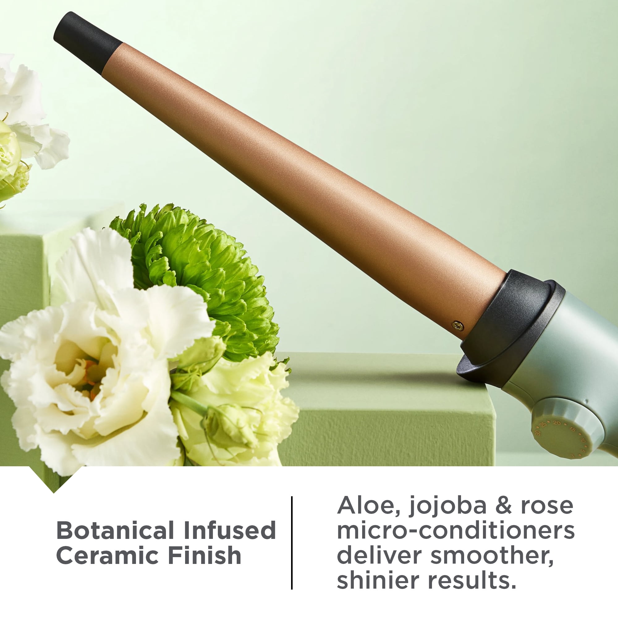 REMINGTON Botanicals Collection ½”-1” Tapered Curling Wand with Plant-Based Micro-Conditioners and Grip-Tech Technology, Green