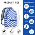 thumbnail image 6 of Blue White Checkered Backpack for School,Cute School Bag,Schoolbag with Adjustable Shoulder Straps & Padded Back,15.3"x11"x7.1"., 6 of 6
