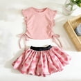 thumbnail image 2 of HWJAD Toddler Girl 2 Piece Outfit Little Girls Ruffle Sleeveless Drawstring Top and Floral Skirt Set Summer Kids Clothes, 2 of 7