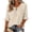 Beige #052, variant on Womens Round Neck Half Sleeve Tops Keyhole Ruffled Cuff Retro Shirts Casual Soft Loose Fit Blouses S