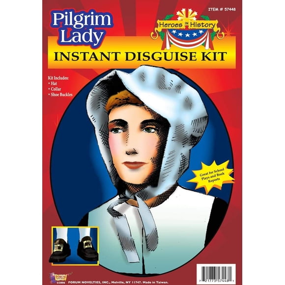 Kit de disfraces Forum Novelties Pilgrim Lady con gorro, cuello y hebillas para zapatos
