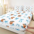 thumbnail image 3 of Manfei Blue Coquette Bow Fitted Sheet Full,Kawaii Animal Highland Cattle Bed Set,3 Pieces,1 Fitted Sheet and 2 Pillowcases, 3 of 6