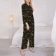 thumbnail image 3 of Balery Gold Pinecone Merry Christmas Conjunto de Pijama con Estampado para Mujer, Conjunto de Dos Piezas con Manga Larga, Ropa de Dormir Suave con Bolsillos, Pijamas Cómodos-Large, 3 of 7