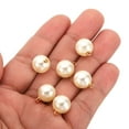 thumbnail image 3 of 12mm Faux Pearl Charm Pendants Drops, 100pcs Pearl Beads for Jewelry Making Bracelets Earrings Necklace, Golden Beige, 3 of 5