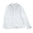 thumbnail image 5 of Qepwscx Womens Long Sleeves Shirt lace Cutout Vintage Pleated Button Up Dressy Shirt Lightweight Top & Blouse 2025 Fashion ﻿, 5 of 9