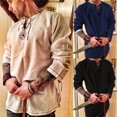 thumbnail image 2 of Disfraz de caballero de Halloween, disfraz medieval renacentista, túnica vikinga para hombre, camisetas de manga larga, disfraz medieval, disfraz de pirata, 2 of 5