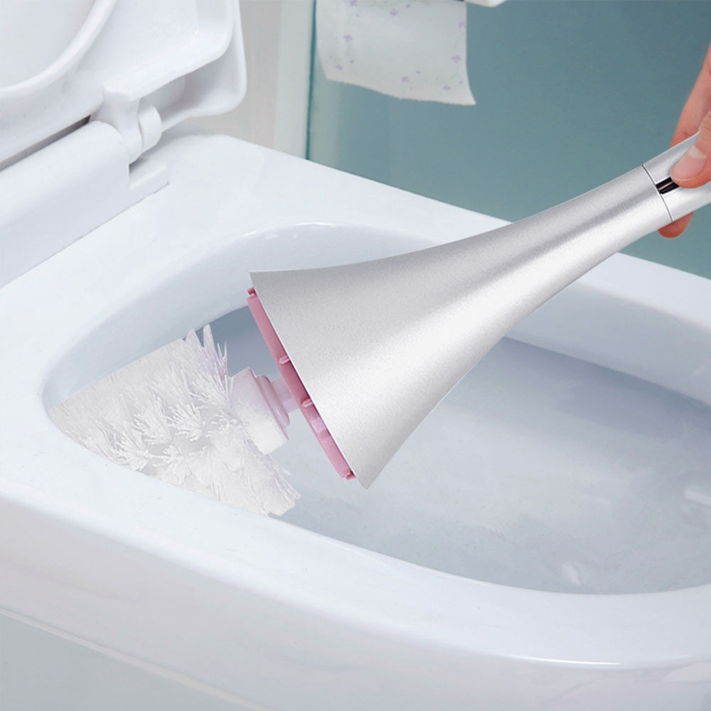 OTVIAP Toilet Cleaning Brush,Creative Bathroom Toilet Scrub Cleaning Brush Holder Set with Stainless Steel Base Bathroom Brush Bathroom Toilet Brush(Sliver)