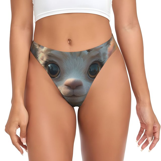 Balery Adorable Llama In Flowers Tangas de Algodón para Mujer con Estampado – Ropa Interior Sexy, Transpirable, G-string-X-Large