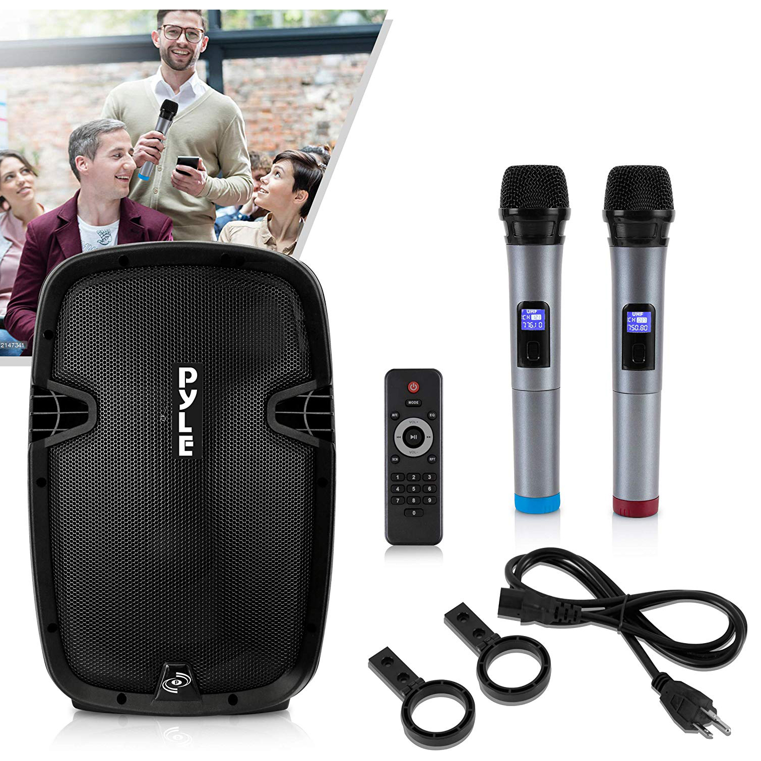 Pyle PPHP1599WU Portable Bluetooth PA Loud Speaker System with Wireless Mics - image 4 of 6