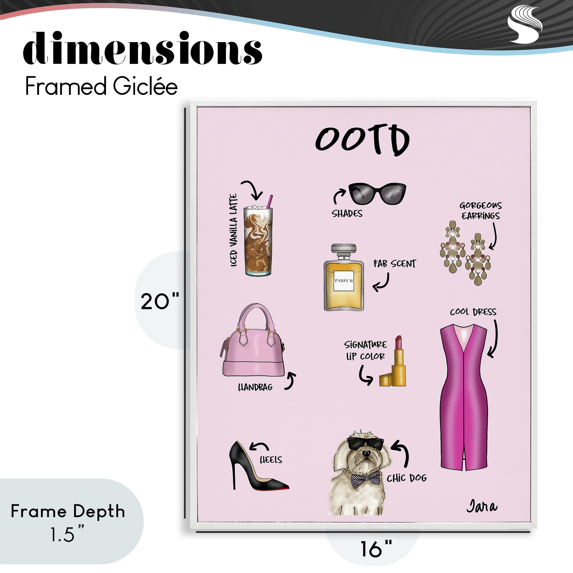 Stupell Industries Feminine Glam Outfit of the Day White Framed Giclee Art, design by Tara Boone