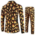 thumbnail image 4 of Men Long Sleeve Casual Button Christmas Printed Suit Jacket Two piece Set Holiday Festive Theme Funny Suits, 4 of 7