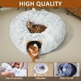thumbnail image 5 of Soft Plush Cat Tunnel with Cozy Donut Bed - Multi-Functional Hideout/Playhouse for Indoor Cats, Kittens, Rabbits & Ferrets, Large Tube with Peeping Holes for Hide & Seek, Durable Pet Toy, 5 of 12