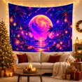 thumbnail image 3 of Celestial Planet Over Tropical Nightscape, Dreamy Psychedelic for Space Lovers, Cosmic Wall Art Housewarming Gift Tapestry Wall Hanging for Bedroom, Living Room and Dorm, 3 of 7