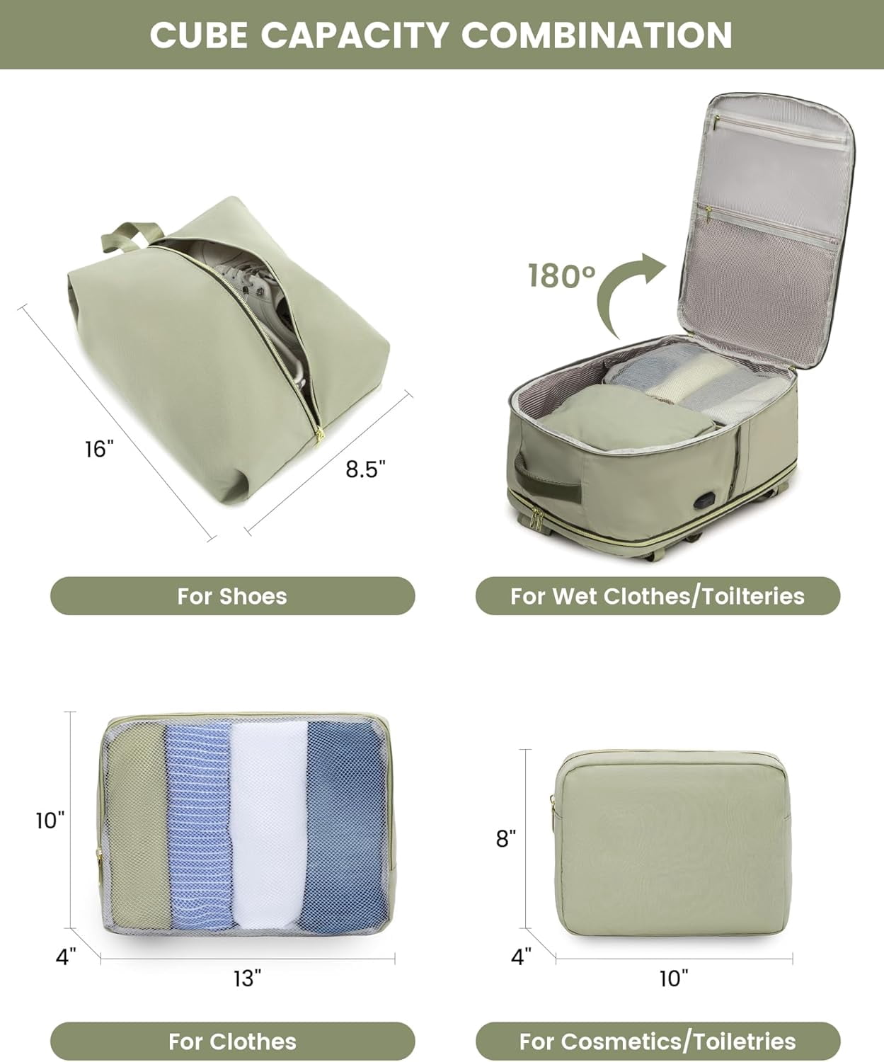 Lovevook Travel Backpack Men Women, 40L Expandable Carry-On Luggage Backpack Set Airline Approved, Larger Personal Item Travel Bag Suitcase Weekender Overnight Bag