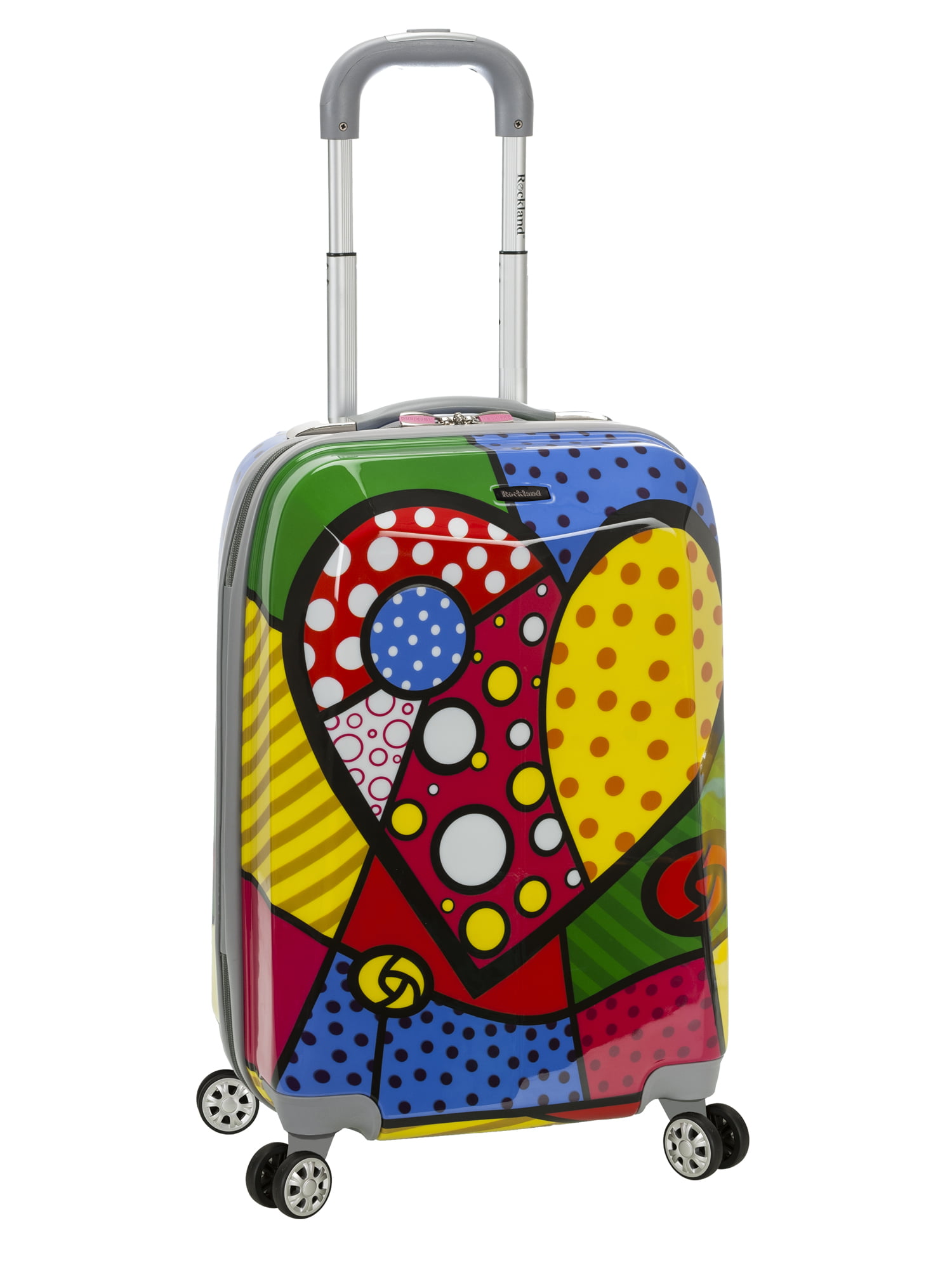 Rockland Vision Polycarbonate Hardside Carry On Spinner Suitcase - Heart