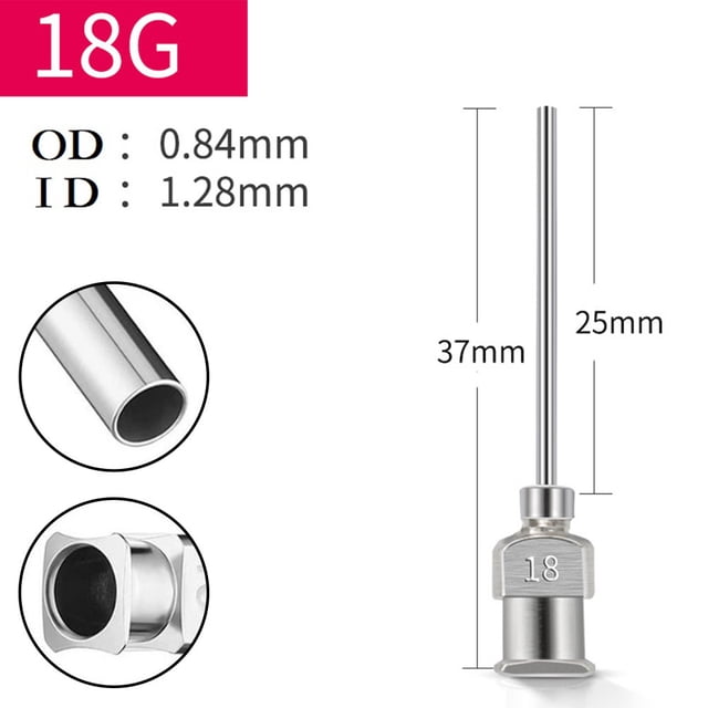 1 Pce Aiguille de Machine Distributrice 25 mm Aiguille de Machine Distributrice en Acier Inoxydable Aiguille d'Injection de Colle Industrielle 8 g-30 g Fluides 18 g