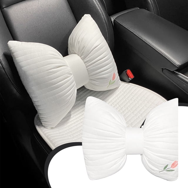 COFEST Summer Car Lumbar Support, Cute Car Lumbar Support, office Chair Non-slip Cushion, Home Car Lumbar Support, Comfortable Car Lumbar Support White