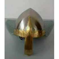 Birka Helmet - Nasal Helmet with Chainmail - Viking Metal Helmet - Fully Wearable - Standard Adult Size - Costume Cosplay LARP Fantasy