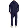thumbnail image 5 of Hearthz Mens Sweatsuits 2 Piece Set Drawstring Elastic Jogging Suit Hooded Set Solid Color Athletic Mens Sweatsuit Navy S, 5 of 8