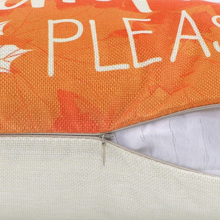 Set Of 4 Thanksgiving Throw Pillow Covers – 18x18 Inch, Turkey & Pumpkin Fall Farmhouse Decor