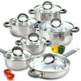 thumbnail image 1 of Cook N Home 02410 Stainless Steel 12-Piece Cookware Set Silver, 1 of 5
