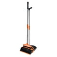 KQJQS Dust Pan and Broom with Long Handle Heavy Duty Standing Dustpan with Teeth, Indoor Outdoor