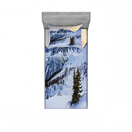 Mountain Bedding Set With Sheet Covers Landscape Of Snowy