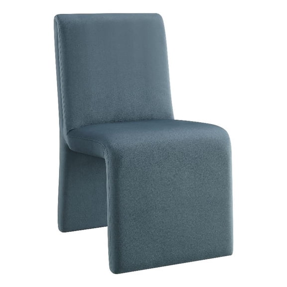 Maklaine Upholstered Performance Velvet Dining Side Chair in Cadet Blue