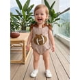thumbnail image 5 of RUINIXCW Newborn Baby Girl Football Outfit Gingham Plaid Bubble Romper Overalls Infant Baby Girl Clothes Casual Rugby Embroidery Bows Sleeveless Bodysuit Jumpsuit, 5 of 9