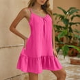thumbnail image 3 of Women Beach Cover Up Dresses Spaghetti Strap Short Dresses Summer Coverups Casual Flowy Ruffle Hem Sundresses, 3 of 7