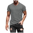 thumbnail image 3 of Mens T-Shirt for Golf Short Sleeve Pack Round Neck Classic Tee Vintage Undershirt Tee Tops Bulk Fashion Casual Athletic Short Sleeve (Dark Gray,XXXL), 3 of 6