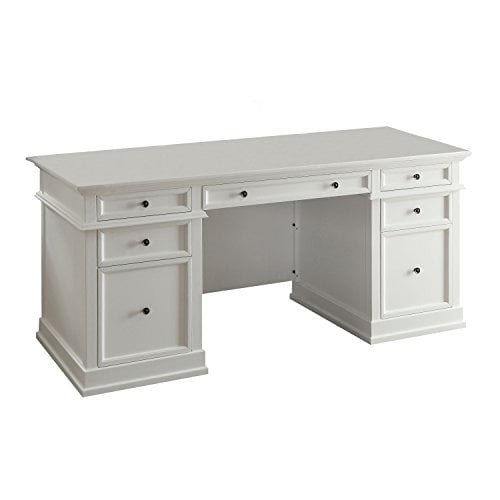 Acme Daiki Executive Office Desk With 5 Drawer In White Com Acme Daiki Executive Office Desk With 5, Daiki Desk White Wooden With Drawers File Cabinet