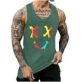 thumbnail image 3 of UVEASISHA Cool Tank Tops for Men Smiley Face Print Sleeveless Funny Shirts Hipster Stylish Gym Workout Shirt Summer Casual Athletic Fitness Tanks Army Green 4XL, 3 of 6