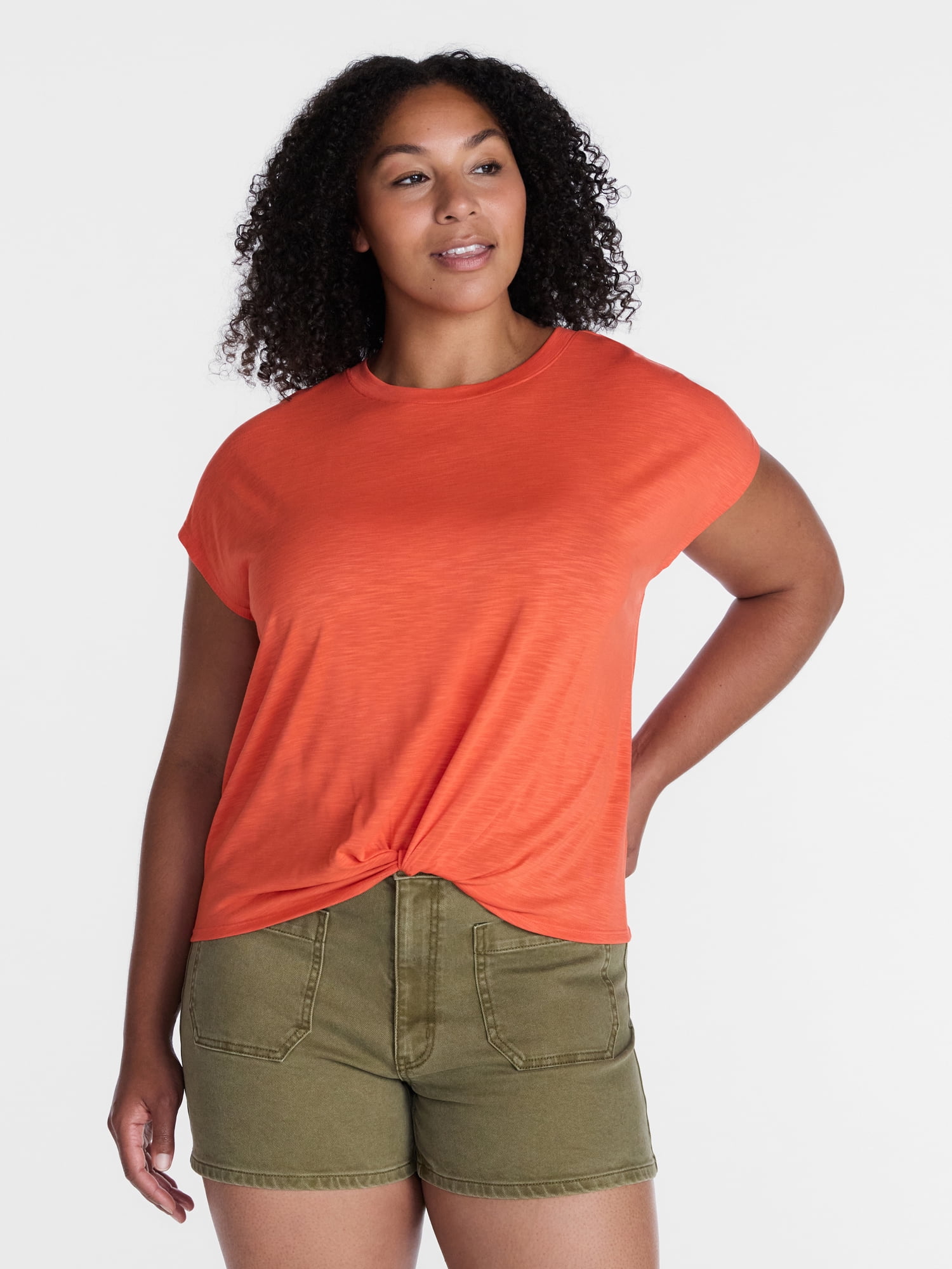 Time and Tru Women's Twist Front Top, Sizes XS-XXXL