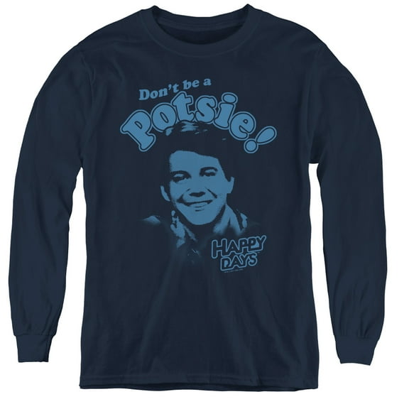 Happy Days Dont Be A Potsy Youth Long Sleeve T-Shirt Navy