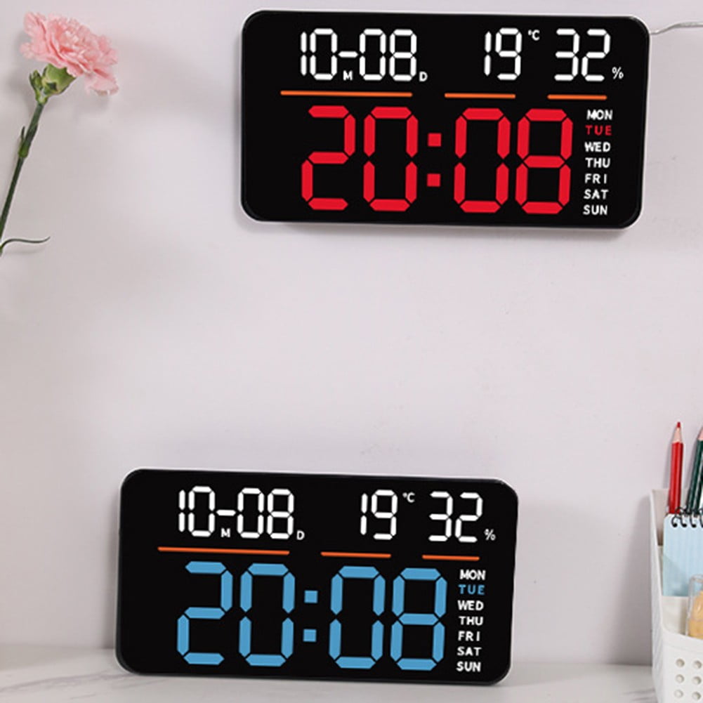 LED Digital Wall Clock with Large Display,Alarm Clock with Digital Calendar