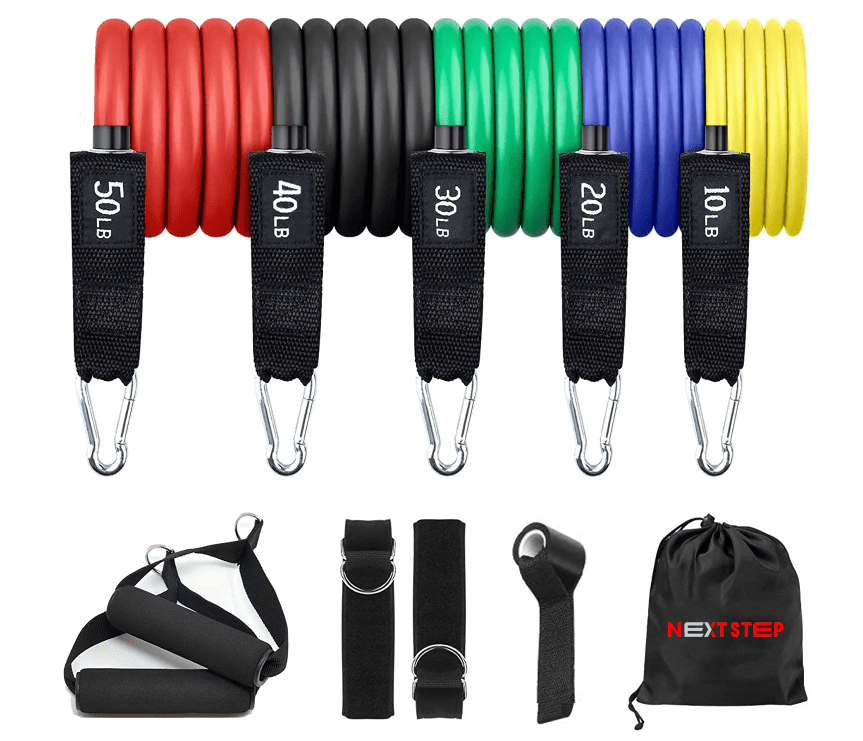 11 PCS Resistance Bands Set Yoga Pilates Abs Exercise Fitness Tubes Home Workout 